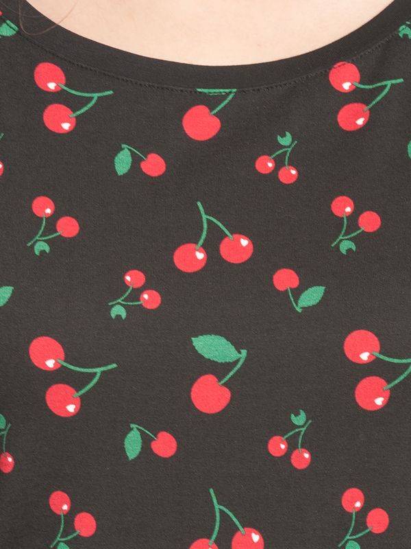 Nastrovje Potsdam Pussy Deluxe Cherries Damen Loose-Shirt schwarz allover Rabatte dieses Monats