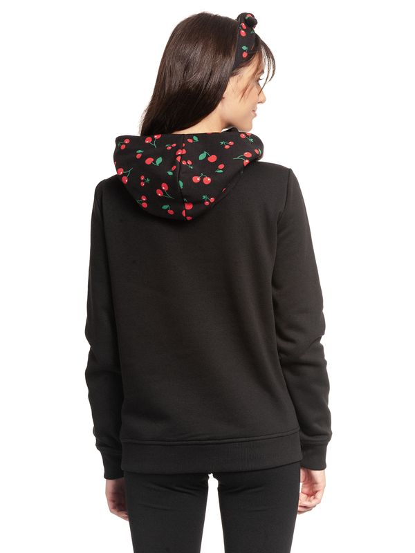Nastrovje Potsdam Pussy Deluxe Cherries Damen Schalkragenpullover schwarz allover 2025