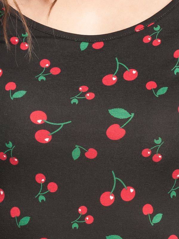 Nastrovje Potsdam Pussy Deluxe Cherries Slim Damen Sweatkleid schwarz allover Online