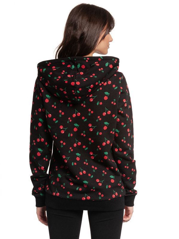 Nastrovje Potsdam Pussy Deluxe Cherries Damen Kapuzensweatjacke schwarz allover Outlet