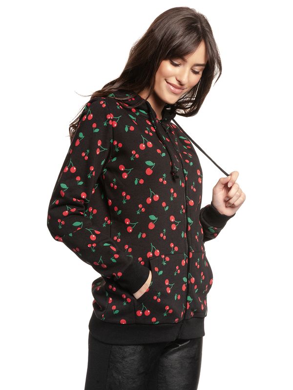 Nastrovje Potsdam Pussy Deluxe Cherries Damen Kapuzensweatjacke schwarz allover Outlet