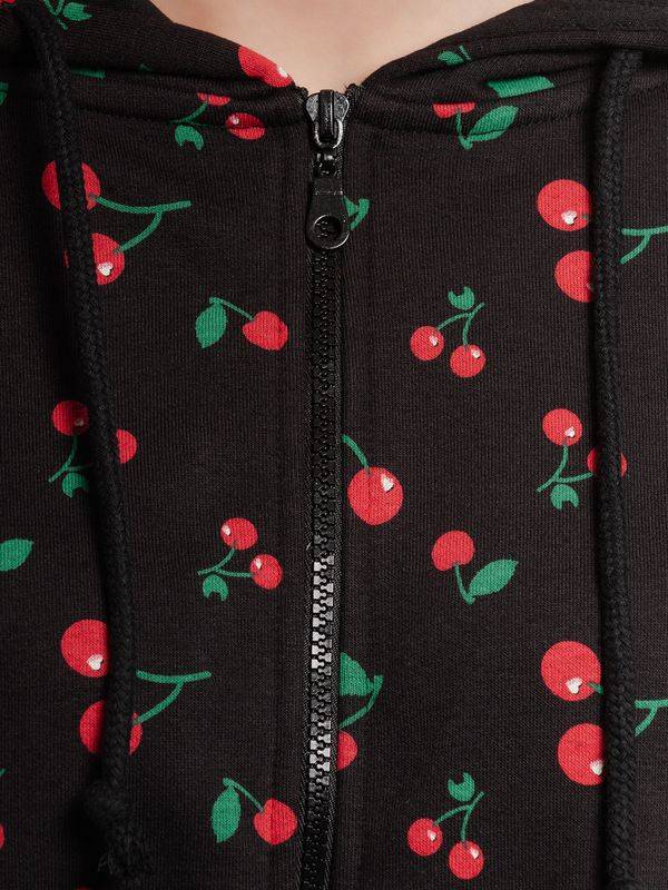 Nastrovje Potsdam Pussy Deluxe Cherries Damen Kapuzensweatjacke schwarz allover Outlet