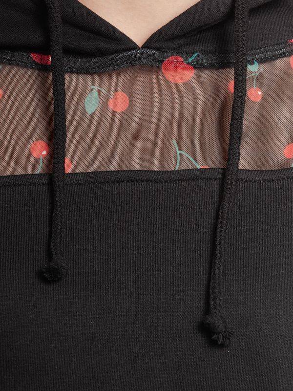 Nastrovje Potsdam Pussy Deluxe Cherries Damen Kapuzensweatshirt schwarz allover Auslauf