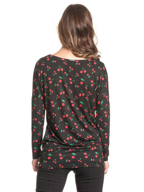 Nastrovje Potsdam Pussy Deluxe Cherries Damen Langarmshirt schwarz allover Schlussverkauf