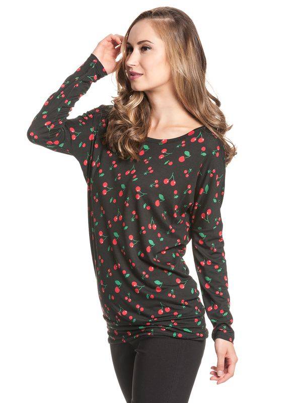 Nastrovje Potsdam Pussy Deluxe Cherries Damen Langarmshirt schwarz allover Schlussverkauf