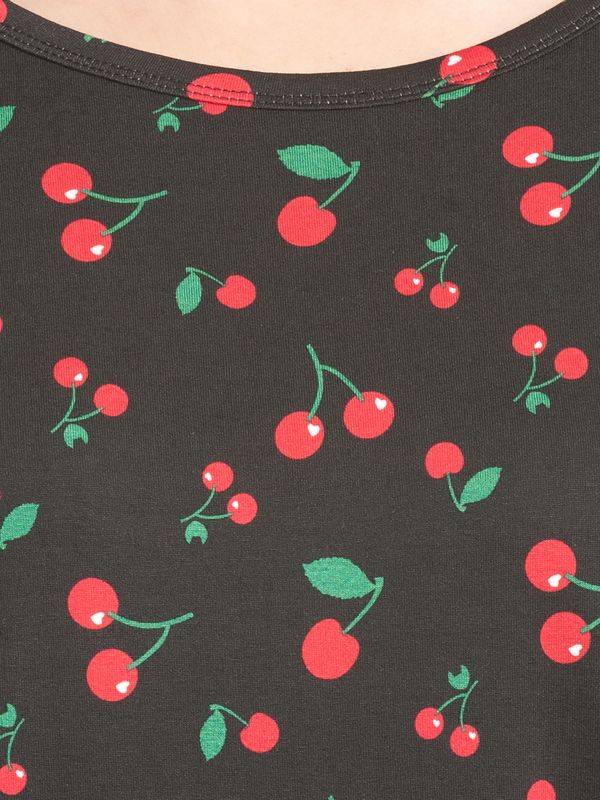Nastrovje Potsdam Pussy Deluxe Cherries Damen Langarmshirt schwarz allover Schlussverkauf