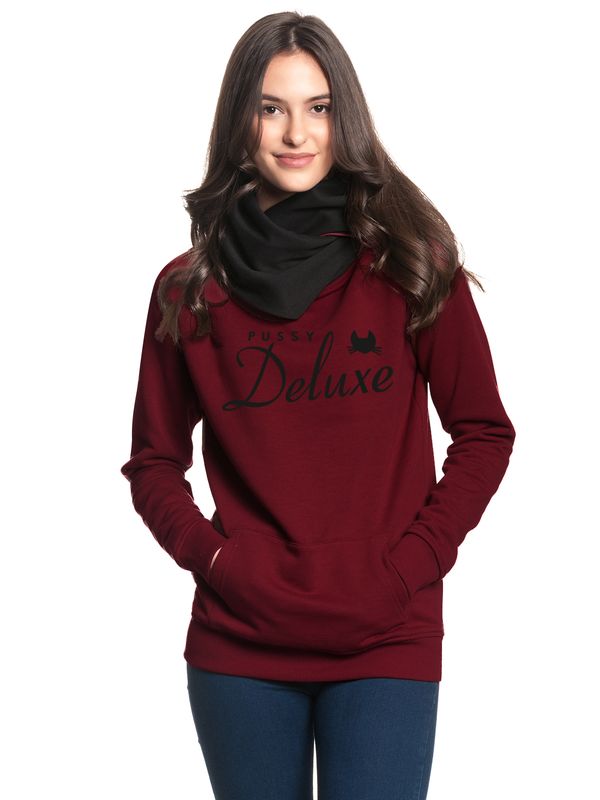 Nastrovje Potsdam Pussy Deluxe Logo Damen Schalkragenpullover rot/schwarz Meist gekauft