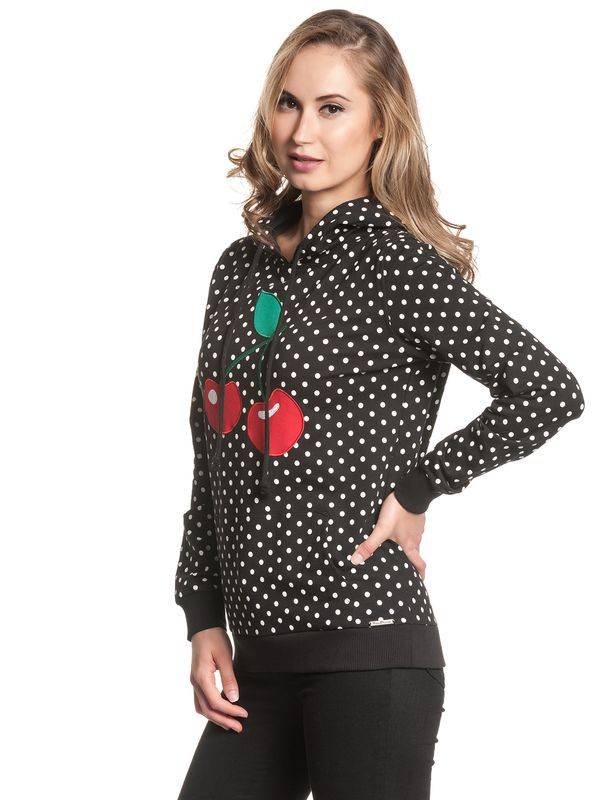Nastrovje Potsdam Pussy Deluxe Big Cherry Damen Kapuzensweatshirt schwarz allover Fabrik Onlineshop