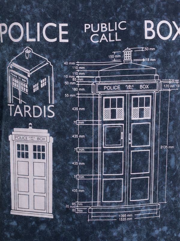 Nastrovje Potsdam Doctor Who Police Box Blueprint Batik Herren T-Shirt blau Online Outlet