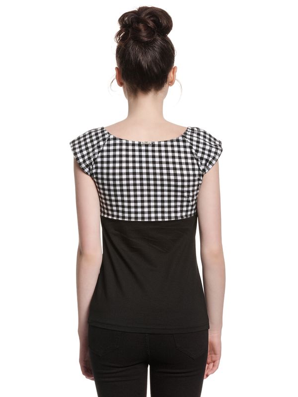 Nastrovje Potsdam Pussy Deluxe Plaid Evie Damen T-Shirt schwarz/weiß Blitzverkäufe