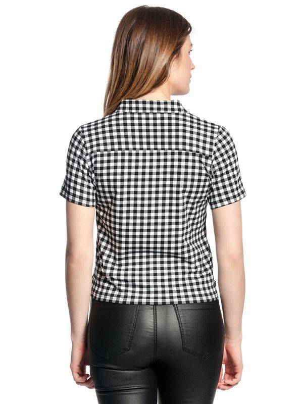 Nastrovje Potsdam Pussy Deluxe Plaid Short Damen Kurzarmbluse schwarz/weiß Kostenloser Versand