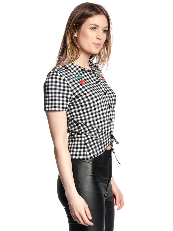 Nastrovje Potsdam Pussy Deluxe Plaid Short Damen Kurzarmbluse schwarz/weiß Kostenloser Versand