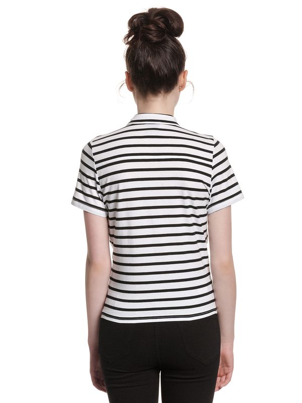 Nastrovje Potsdam Pussy Deluxe Revival Stripes Short Damen Kurzarmbluse schwarz/weiß Limitierter Zeitrabatt