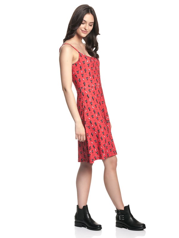 Nastrovje Potsdam Pussy Deluxe Kitty Cupcake Love Damen A-Linien-Kleid rot allover Fabrik Onlineshop