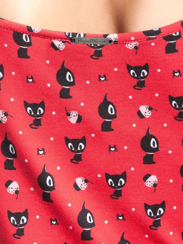 Nastrovje Potsdam Pussy Deluxe Kitty Cupcake Love Damen A-Linien-Kleid rot allover Fabrik Onlineshop