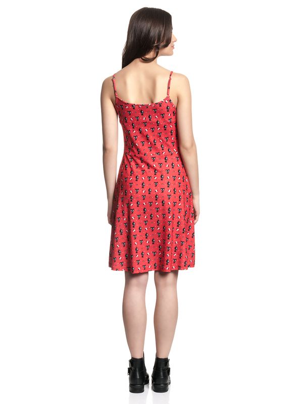 Nastrovje Potsdam Pussy Deluxe Kitty Cupcake Love Damen A-Linien-Kleid rot allover Fabrik Onlineshop