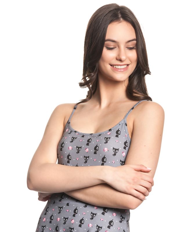 Nastrovje Potsdam Pussy Deluxe Kitten & Cupcakes Damen A-Linien-Kleid grau allover Fabrikpreis