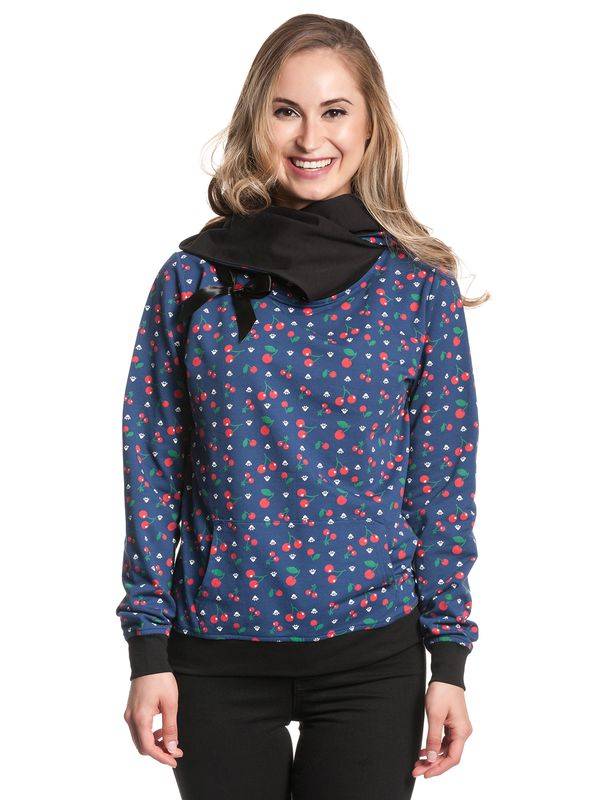 Nastrovje Potsdam Pussy Deluxe Cat Paws & Cherries Damen Schalkragenpullover blau allover Rabatt