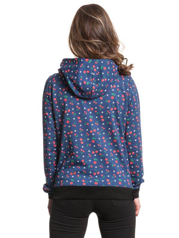 Nastrovje Potsdam Pussy Deluxe Cat Paws & Cherries Damen Schalkragenpullover blau allover Rabatt
