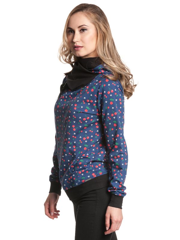 Nastrovje Potsdam Pussy Deluxe Cat Paws & Cherries Damen Schalkragenpullover blau allover Rabatt