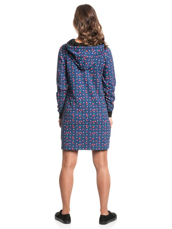 Nastrovje Potsdam Pussy Deluxe Cat Paws & Cherries Damen Sweatkleid blau allover Versandkostenfrei