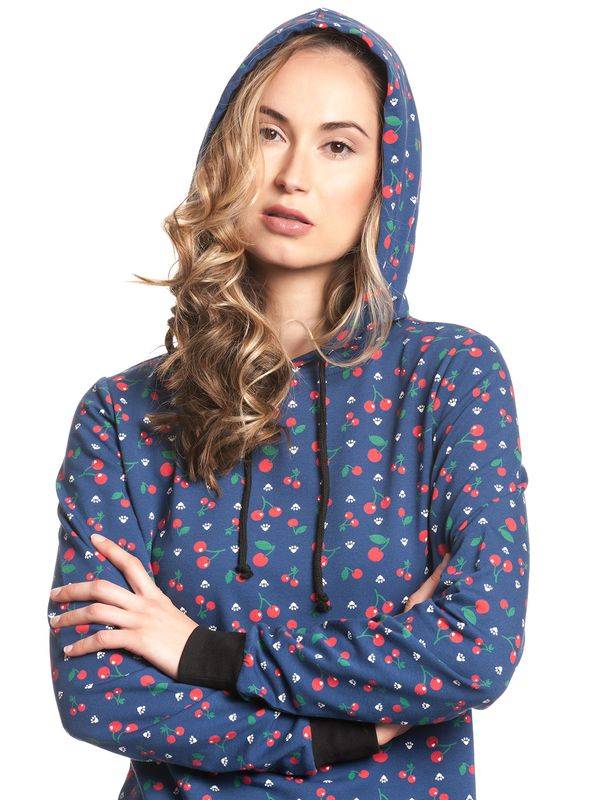 Nastrovje Potsdam Pussy Deluxe Cat Paws & Cherries Damen Sweatkleid blau allover Versandkostenfrei