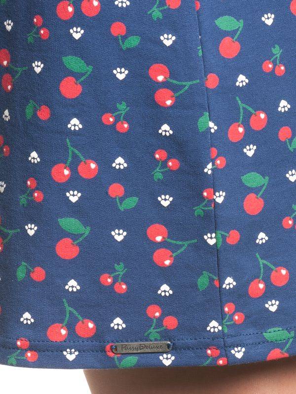 Nastrovje Potsdam Pussy Deluxe Cat Paws & Cherries Damen Sweatkleid blau allover Versandkostenfrei