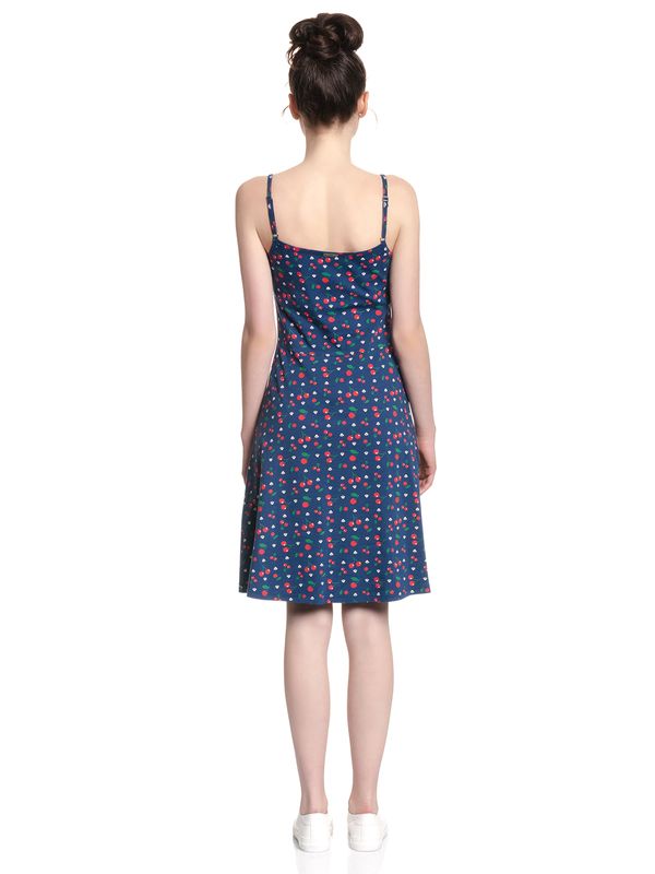 Nastrovje Potsdam Pussy Deluxe Cat Paws & Cherries Damen Spaghettikleid blau allover Großer Ausverkauf