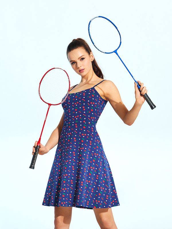 Nastrovje Potsdam Pussy Deluxe Cat Paws & Cherries Damen Spaghettikleid blau allover Großer Ausverkauf