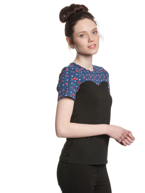 Nastrovje Potsdam Pussy Deluxe Cat Paws & Cherries Damen T-Shirt schwarz/allover Flash Sale