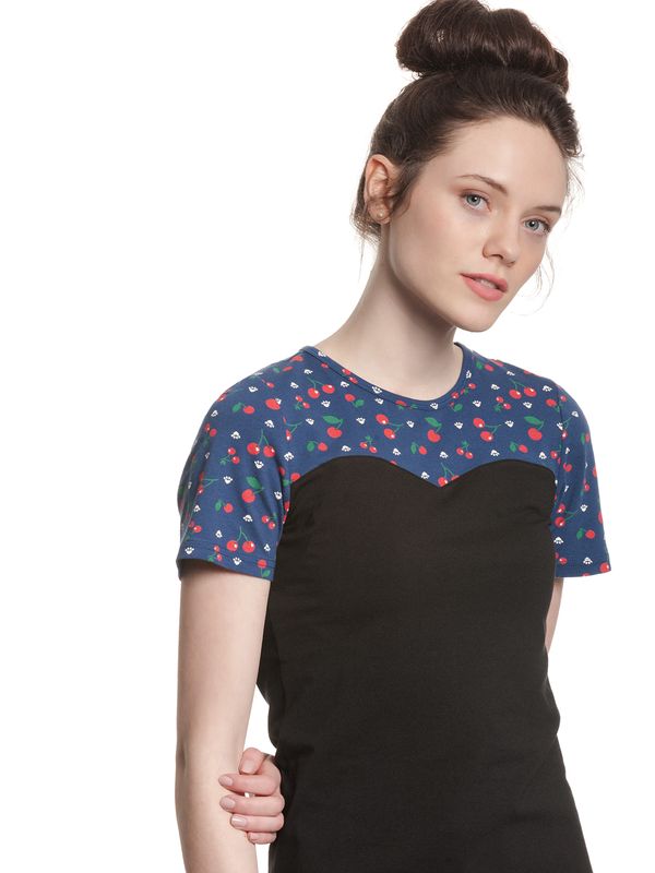 Nastrovje Potsdam Pussy Deluxe Cat Paws & Cherries Damen T-Shirt schwarz/allover Flash Sale