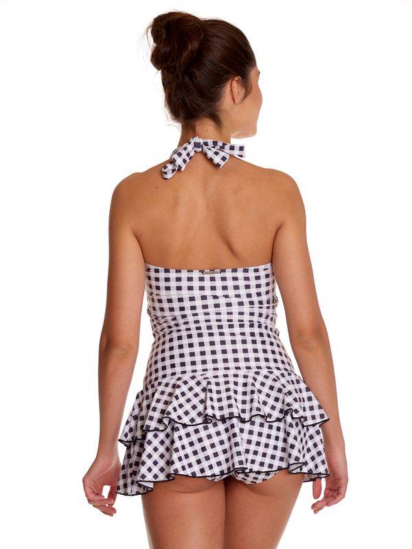 Nastrovje Potsdam Pussy Deluxe Collar Plaid Damen Badeanzug schwarz/weiß Saisonschlussverkauf