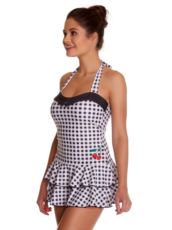 Nastrovje Potsdam Pussy Deluxe Collar Plaid Damen Badeanzug schwarz/weiß Saisonschlussverkauf