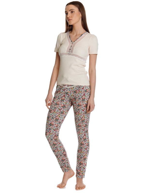 Nastrovje Potsdam Vive Maria French Flower Damen Pyjama creme/allover Super Sparpreis