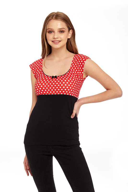 Nastrovje Potsdam Pussy Deluxe Red Dots Basic Shirt schwarz / rot allover Vierteljährliche Förderung