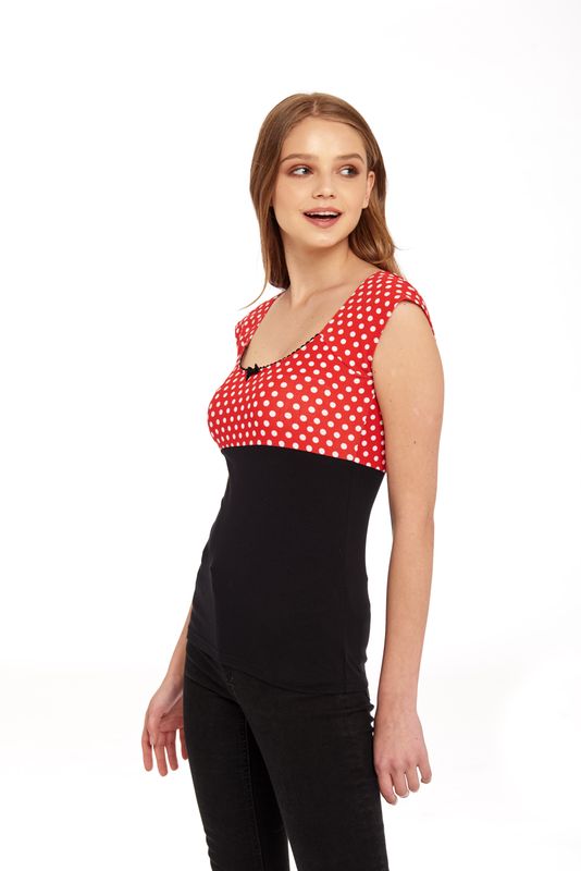 Nastrovje Potsdam Pussy Deluxe Red Dots Basic Shirt schwarz / rot allover Vierteljährliche Förderung