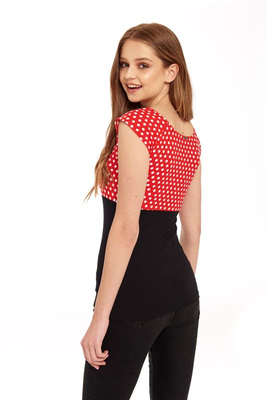 Nastrovje Potsdam Pussy Deluxe Red Dots Basic Shirt schwarz / rot allover Vierteljährliche Förderung
