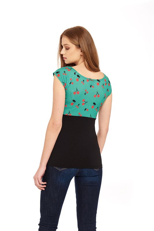 Nastrovje Potsdam Pussy Deluxe Cat Cherries Basic Shirt schwarz / grün allover Bis zu 55% Rabatt