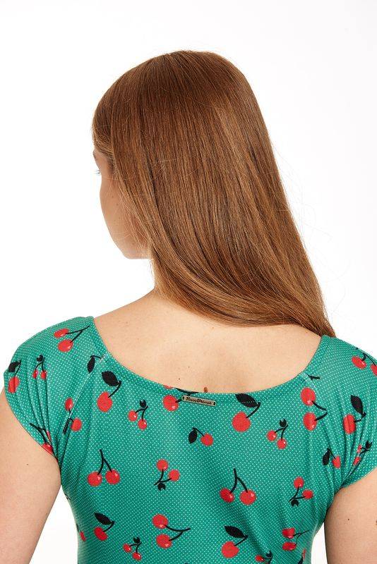Nastrovje Potsdam Pussy Deluxe Cat Cherries Basic Shirt schwarz / grün allover Bis zu 55% Rabatt