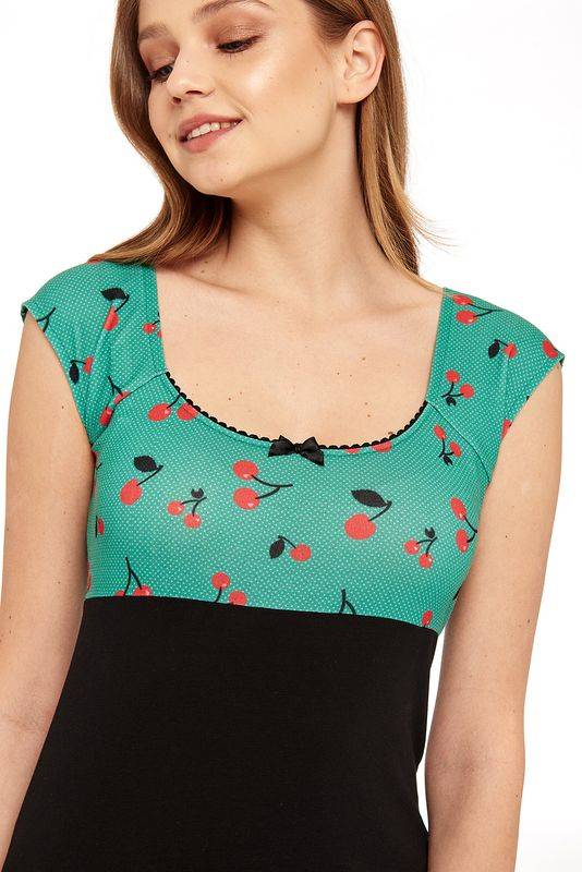 Nastrovje Potsdam Pussy Deluxe Cat Cherries Basic Shirt schwarz / grün allover Bis zu 55% Rabatt