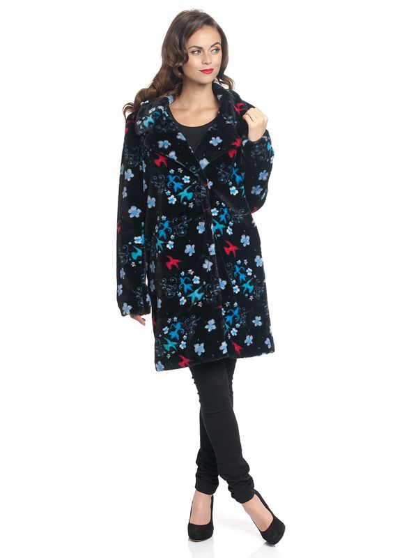 Nastrovje Potsdam Pussy Deluxe Blossom Coat Damen Wintermantel schwarz allover Kostenloser Versand international