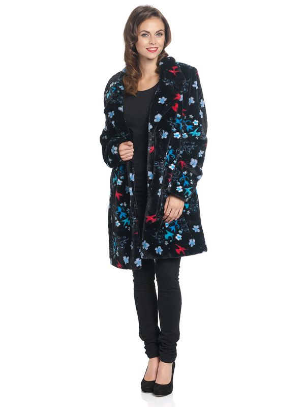Nastrovje Potsdam Pussy Deluxe Blossom Coat Damen Wintermantel schwarz allover Kostenloser Versand international