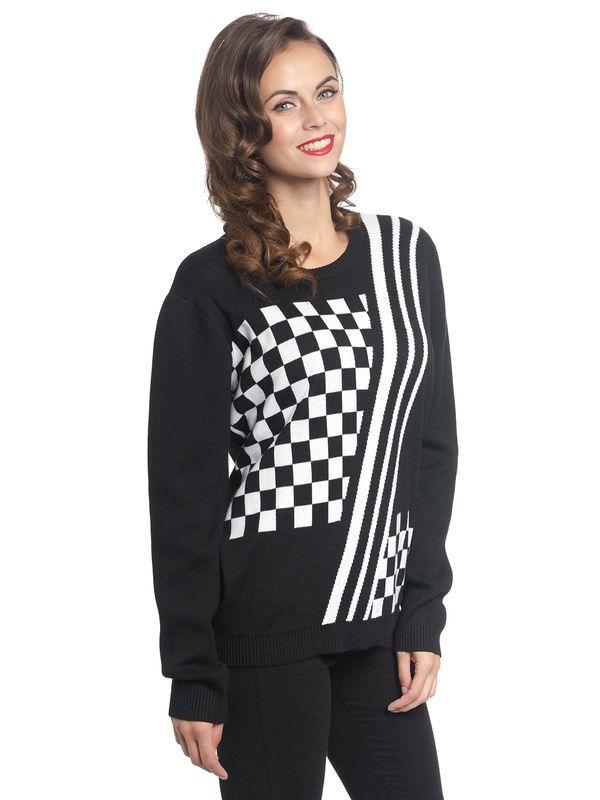 Nastrovje Potsdam Pussy Deluxe Checkered Knit Damen Strickpullover schwarz/weiß Black Friday Preise