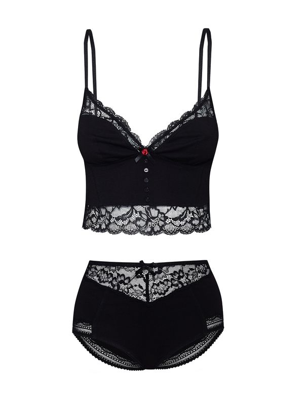 Nastrovje Potsdam Vive Maria Marias High Waist Damen Wäscheset: Top mit Panty schwarz Auslauf