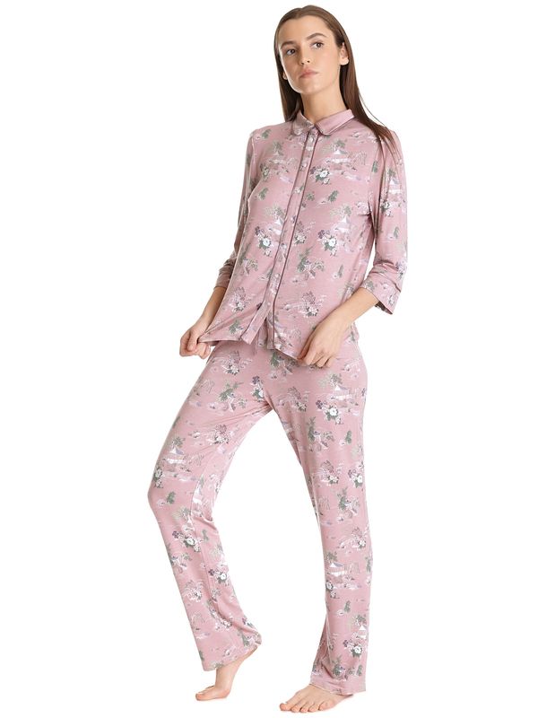 Nastrovje Potsdam Vive Maria Chinese Teahouse Damen Pyjama lightpink allover Günstiger Verkauf