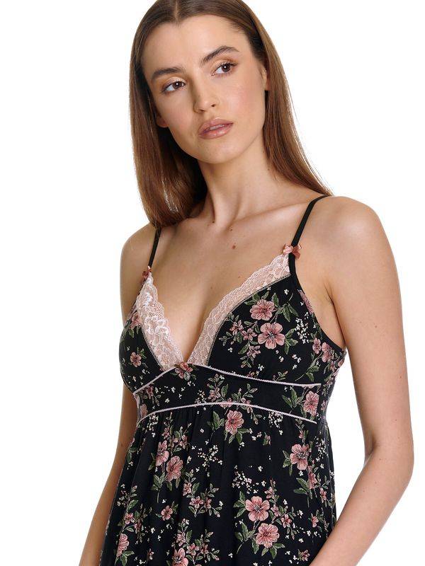 Nastrovje Potsdam Vive Maria Hibiscus Dream Damen Negligée schwarz allover Fabrikverkauf