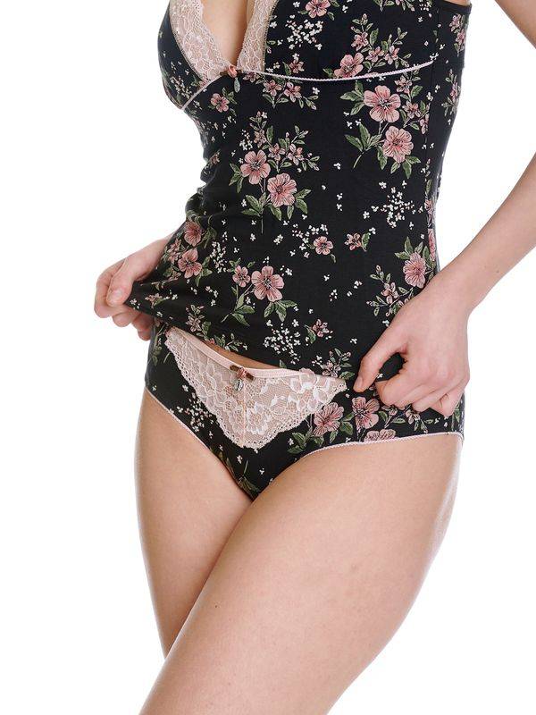 Nastrovje Potsdam Vive Maria Hibiscus Dream Damen Wäscheset: Top mit Slip schwarz allover Meist gekauft