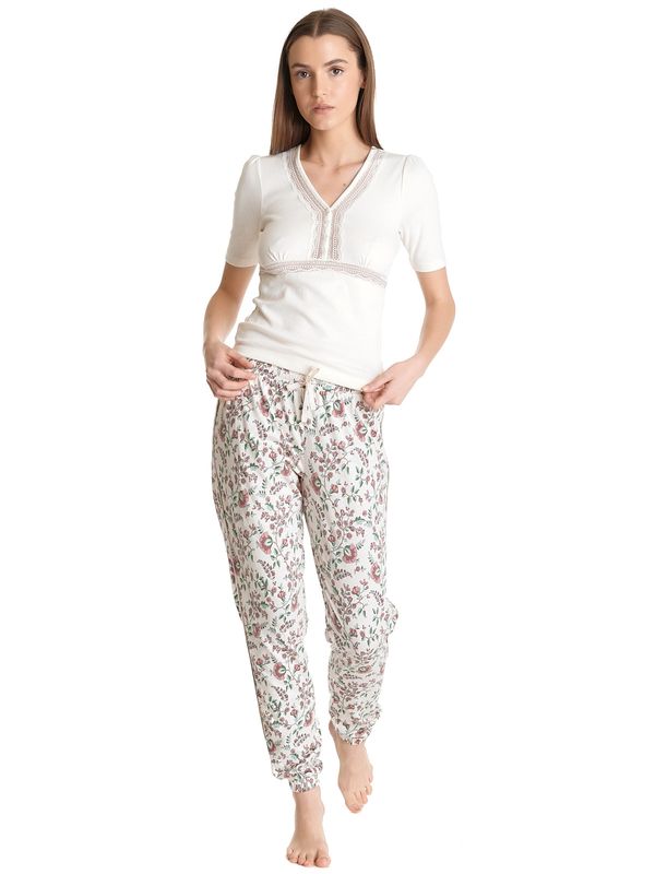 Nastrovje Potsdam Vive Maria Hidden Garden Damen Pyjama creme/allover Rabatt
