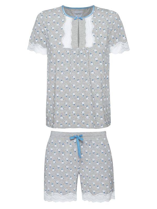 Nastrovje Potsdam Vive Maria Blue Love Damen Pyjama grau meliert allover Großer Ausverkauf