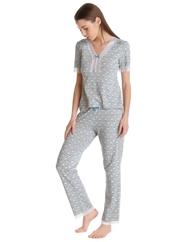 Nastrovje Potsdam Vive Maria Blue Rose Damen Pyjama grau meliert allover Flash Sale
